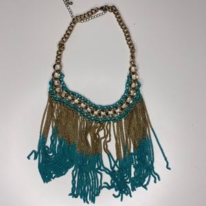 Charming Charlie Blue- Gold Necklace